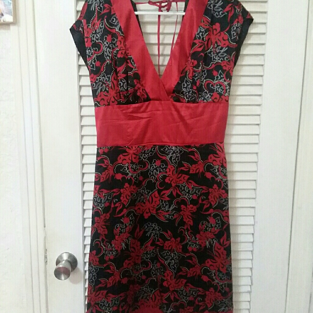 Bebe black and red silk dress